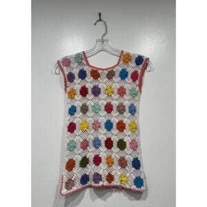 Unbranded Colorful Rainbow Crochet Top Boho Festival Hippie Bohemian